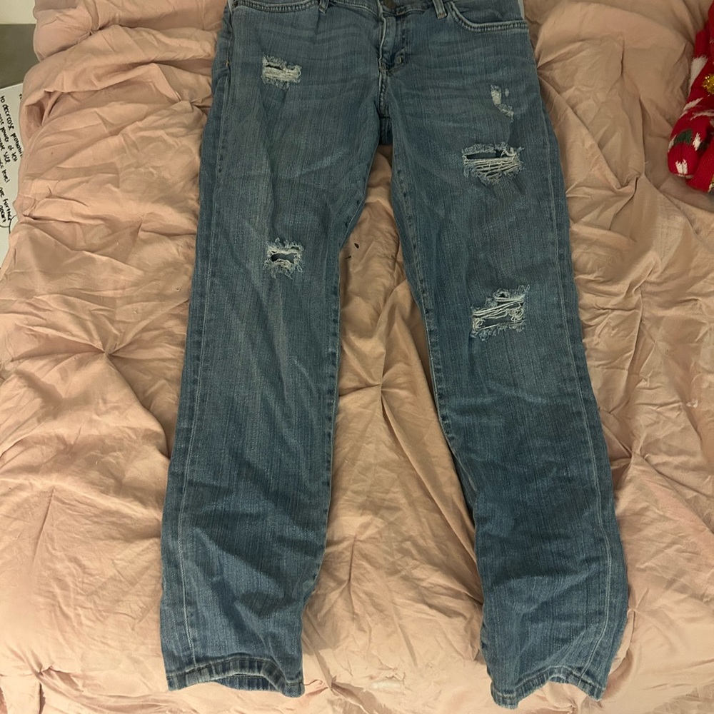 Distressed Blue Jeans